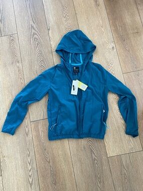 All In Motion Kids Teal Hooded Windbreaker Jacket